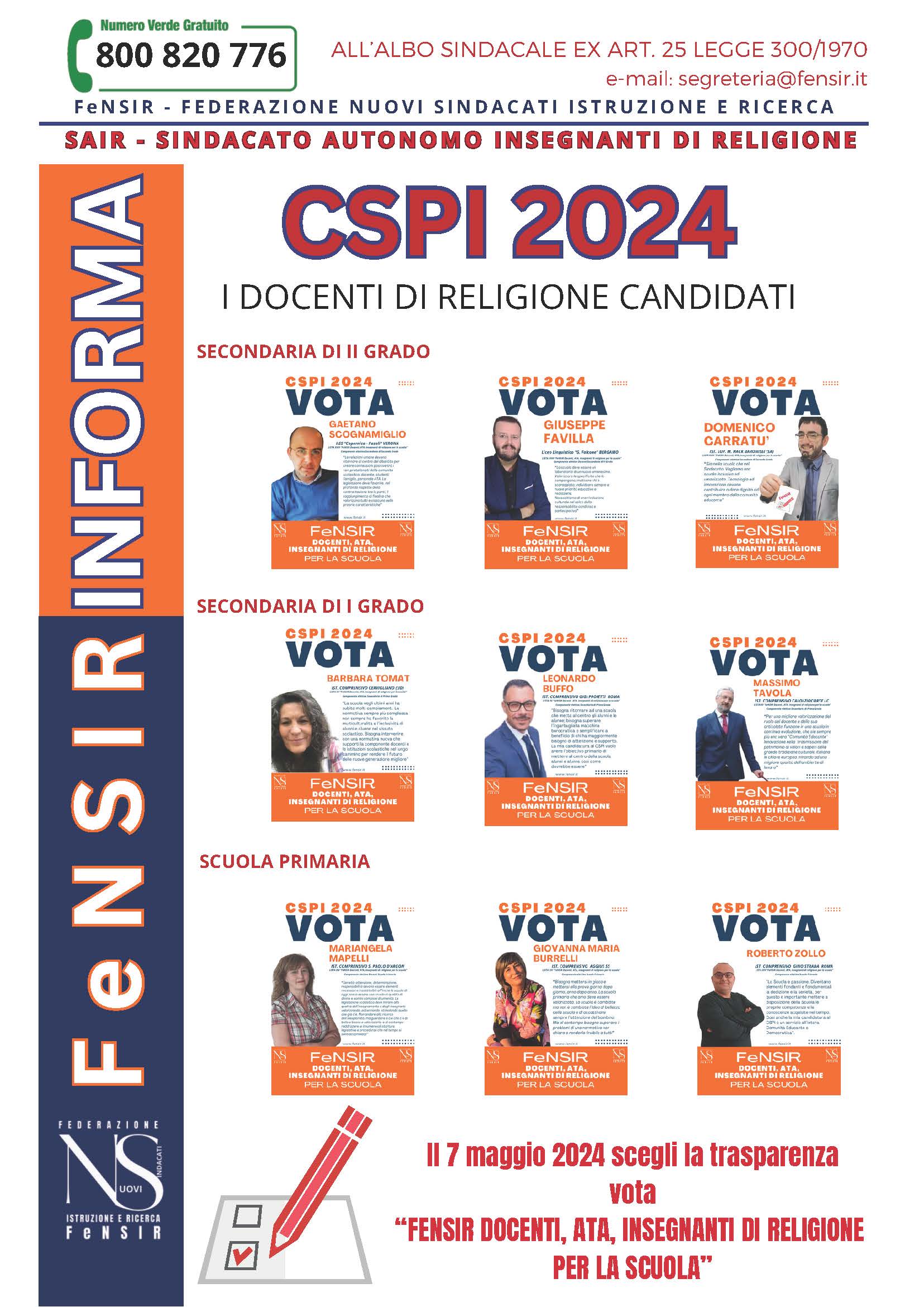 FENSIR INFORMA DOCENTI DI RELIGIONE MAGGIO 2024